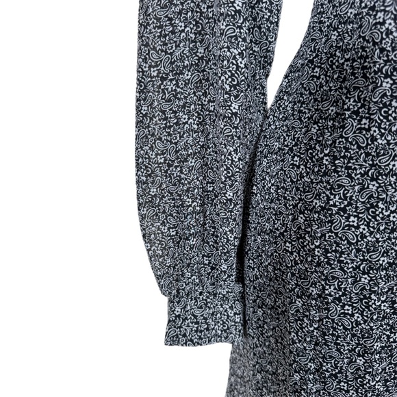 90’s Y2K Style Button Front Paisley Dark Floral Midi Dress S Goth Grunge Black - Picture 6 of 9